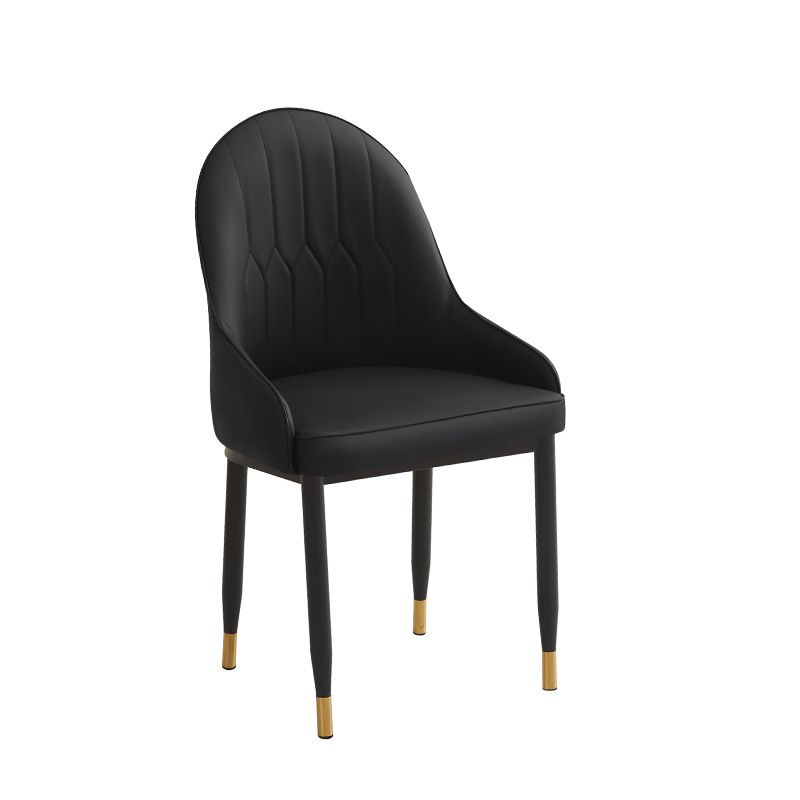 Modish Dinette Armless Chair with Parsons Back, Cushioned Alloy Legs, and Foot Pads