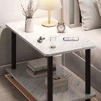 Contemporary Chairside Table Only with Engineered Wood Top, 4 Legs, Chalk/Unfinished Color, Rectangle/Square Shape, and Shelf