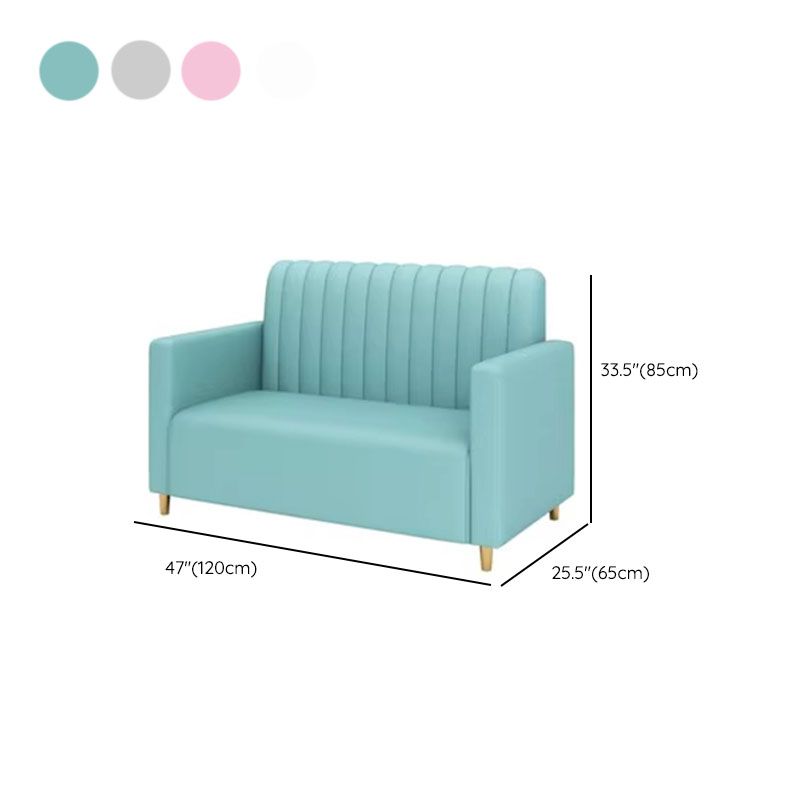 Modern Simple Style Single Sided Booth in Light Gray/Light Blue/Green for 2-Person Seating with PU Seat