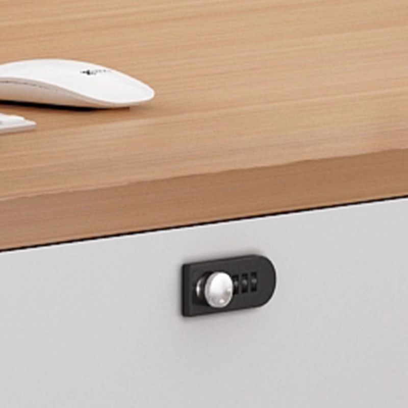 Natural Finish Timber Floor Mounted Cabinet with Drawers Included, 3/2/1 Drawer Stump Base, Cable Management, and Front Splash