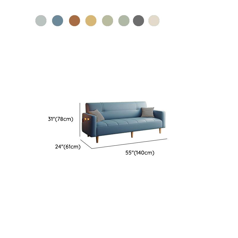 Trendy Water Resistant Convertible Sofa in Grey/Light Green/Off-White with Arm, 4-seater/Seats 3/2 People, Receptacle Storage, and 2 Pillows