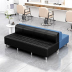 Contemporary Faux Leather Grey/Cerulean/Apricot Sofa for The Parlor