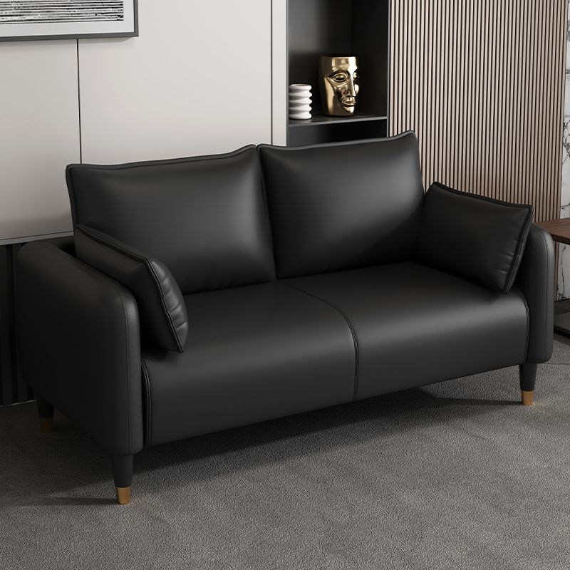Drawing Room Sofa in Pu Leather with Cerulean/Mocha/Off-White Armrest