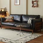 Modish Solid Color Stain Resistant Standard Sofa in Black with Arm, Available in 4-seater/3-seater