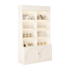 Fitted Detached Ground Display Stand in Wood with 5 Shelves, Locker and Open-air Storage in a Trendy Style