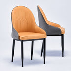 Modish Dinette Armless Chair with Parsons Back, Cushioned Alloy Legs, and Foot Pads
