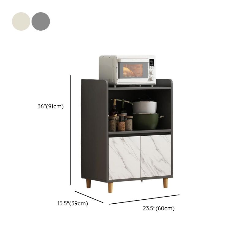 Art Deco Sideboard with 2/1 Drawers, Standard/Narrow 2 Shelves Larder Storage, Lumber Countertop, and 4/3 Doors