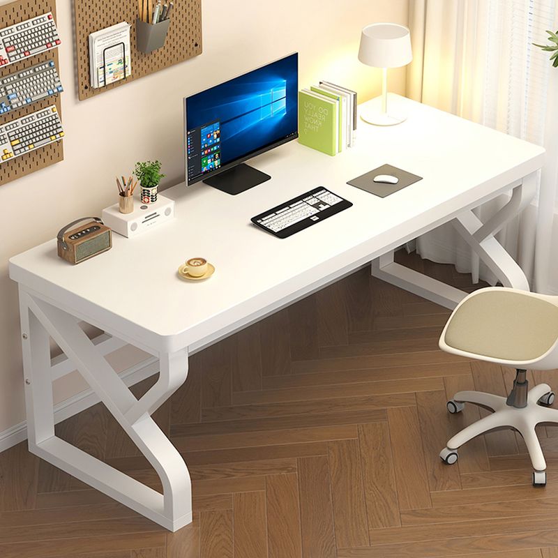 Casual Writing Desk with Easy Assembly and Odor Resistant Features, Sleigh Base in Chalk/Sepia/Natural, Unattached Installation, Engineered Wood Top