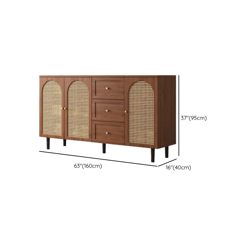 Espresso Sideboard with 3 Drawers, Standard Size, 3 Interior Shelves, Pantry Hutch, Lumber Countertop, and Glass Doors
