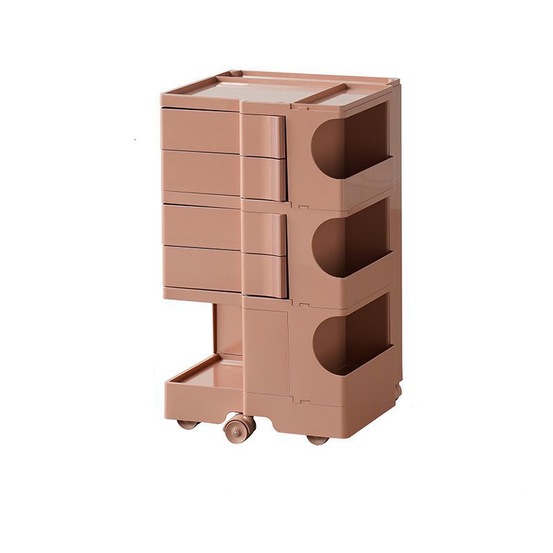 Modern All Ages Use Plastic Utility Cart with Wheels and Shelves