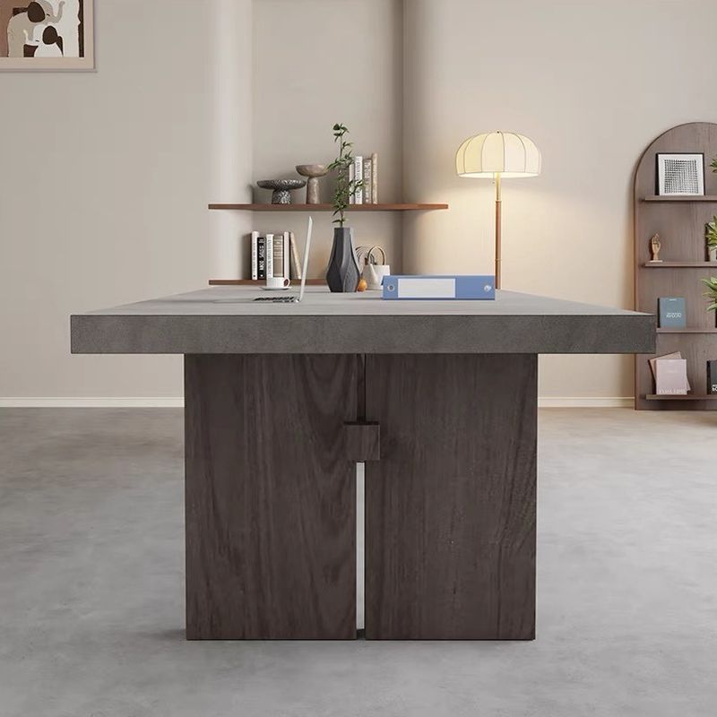 Modern Rectangular Pine Wood Gray Conference Desk