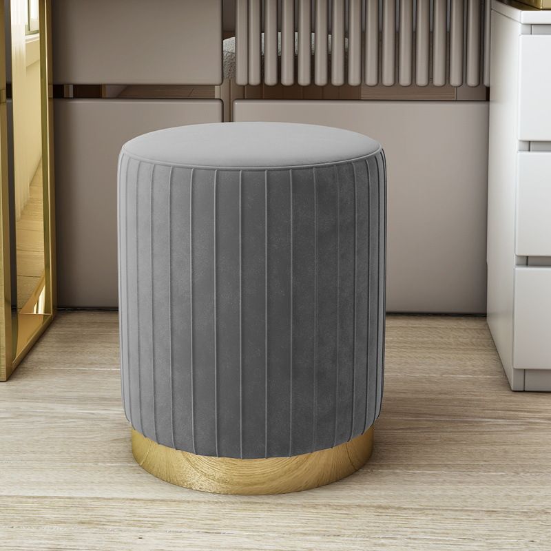 Art Deco Circular Solid Color Standard Ottoman in Dove Grey/Chalk/Peony