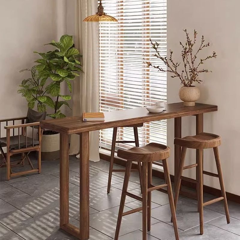 Simplistic Pub Table with Natural Wood Top and Sled Base in Auburn, Rectangle Shape