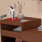 Display Table with Locker Feature, Rectangular Shape, Black/Sepia/Beige Base, Tempered Glass Top, 30 to 39 in Height, Unfinished Finish, and 20 to 29 in Desk Width