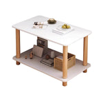 Contemporary Chairside Table Only with Engineered Wood Top, 4 Legs, Chalk/Unfinished Color, Rectangle/Square Shape, and Shelf