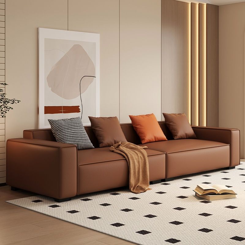 Drawing Room Standard Sofa in Dark Gray/Coffee/Off-White with Armrest and 4 Pillows