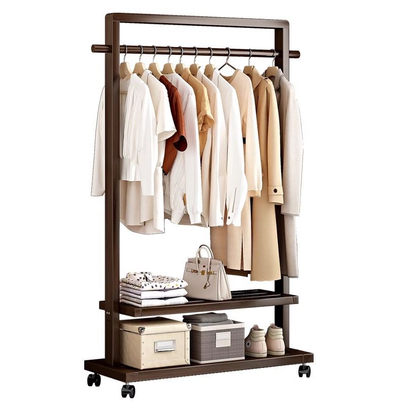 Black/White/Natural Hall Rack with Receptacle, 2 Shelves and 2 Hooks/5 Hooks in a Modern Simple Style