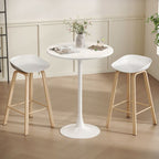 Modern Circular Composite Wood Pub Table with Pedestal in White