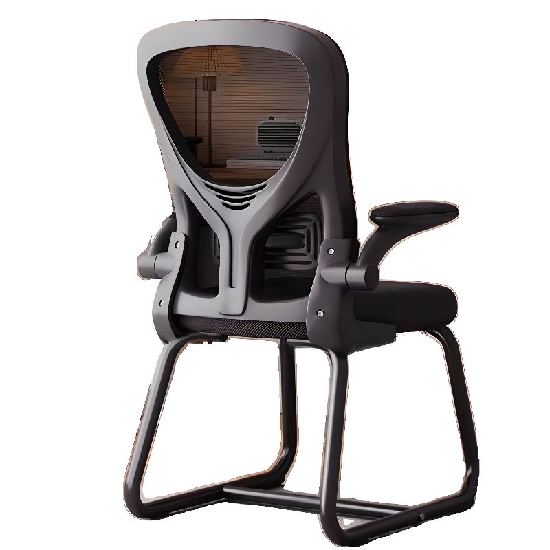 Simple Ergonomic Office Chairs with Upholstered Midnight Black/Light Gray Armrest and Lumbar Support, Featuring Flip-Up Armrest