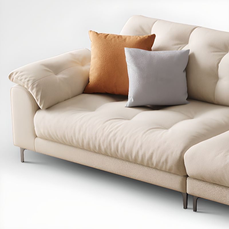 Contemporary Modern Solid Color Water Resistant Standard Sofa in Off-White for 2 People with Slipcover and 3 Pillows
