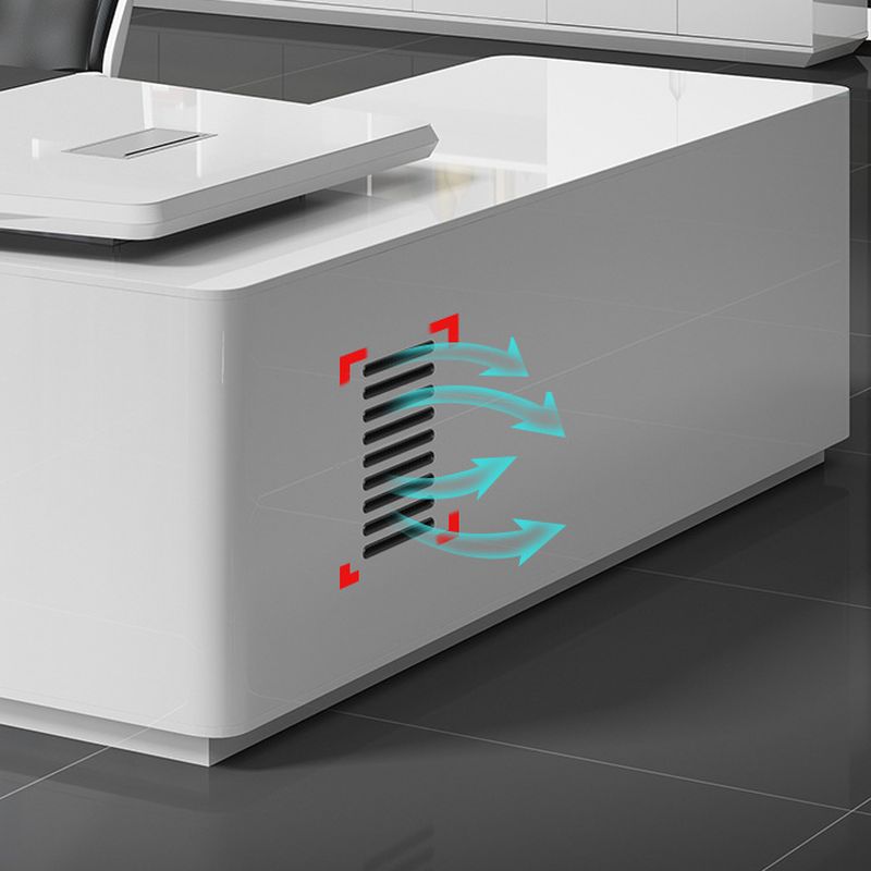 Watertight White Cabinet with 2 Drawers, Stump Base, 1 Exterior Shelf, Cable Management, and Cooling Hole