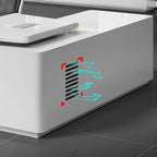 Watertight White Cabinet with 2 Drawers, Stump Base, 1 Exterior Shelf, Cable Management, and Cooling Hole