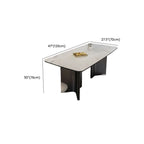Simplistic Rectangular Dining Table with White Slate Top and Fixed Table