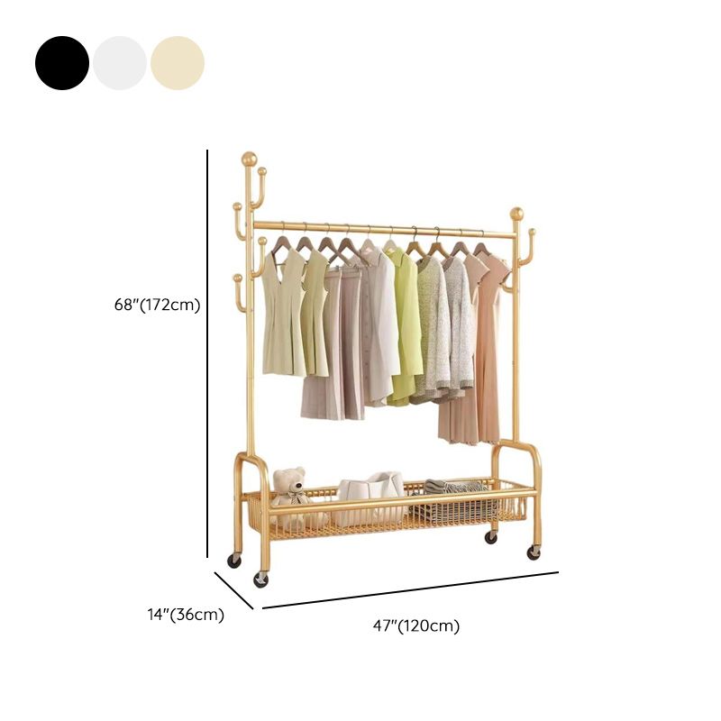 Modern Simple Style/Glam Hall Rack with Receptacle, Steel Frame, 1 Basket, and Shoe Storage