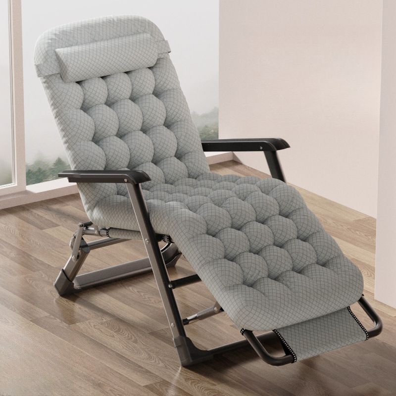 Contemporary Solid Color Arm Recliner in Black/Dove Grey/Blue with Alloy Frame, Non Rocking Base, Locking Back Angle, and Independent Back Movement