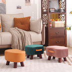 Modish Solid Color Accent Stool in Butter Color/Light Blue/Green with Legs and Upholstered Seat