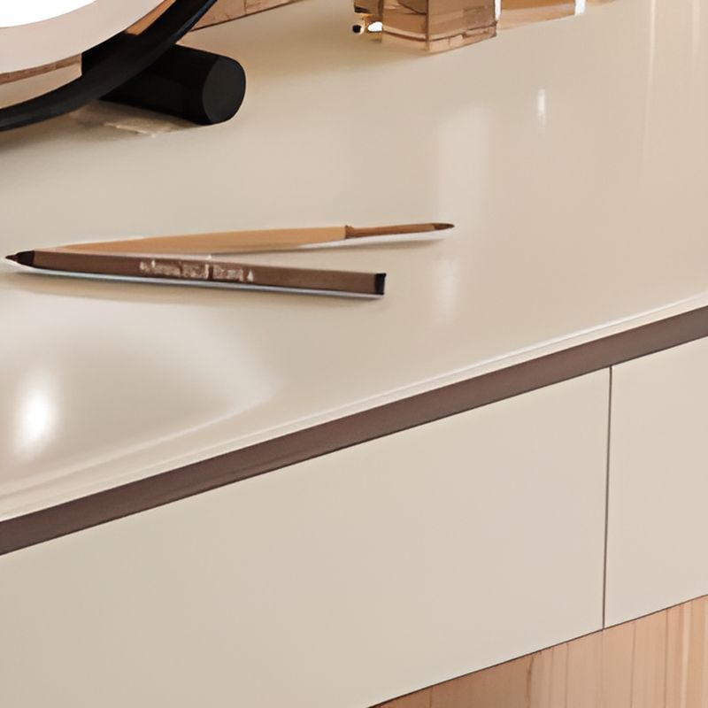 Modish Large/Standard Vanity Set with Natural Wood Table Top, White Chair, and 8/5 Drawers