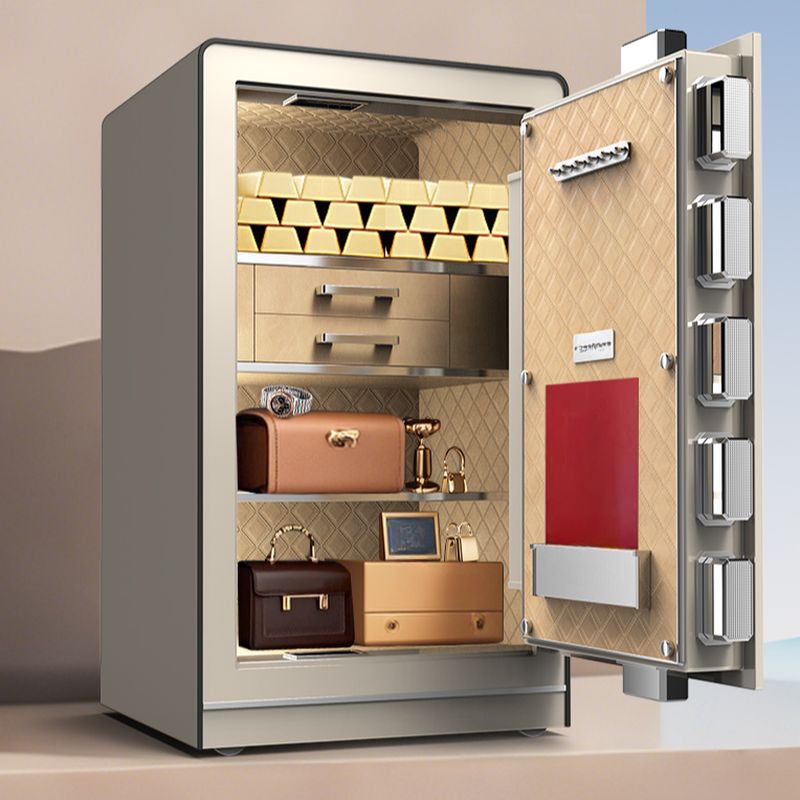 Steel Security Safe with Battery, Pry Resistant Durability, Drawers, Keys, Interior, and Shelves Included