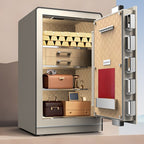 Steel Security Safe with Battery, Pry Resistant Durability, Drawers, Keys, Interior, and Shelves Included