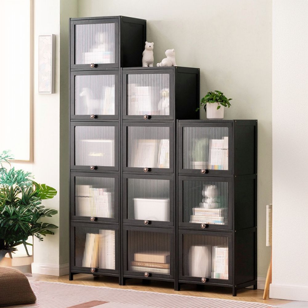 Ink Vertical Shelf Organizer with 5 Cabinets and 5-Shelf Closed Back