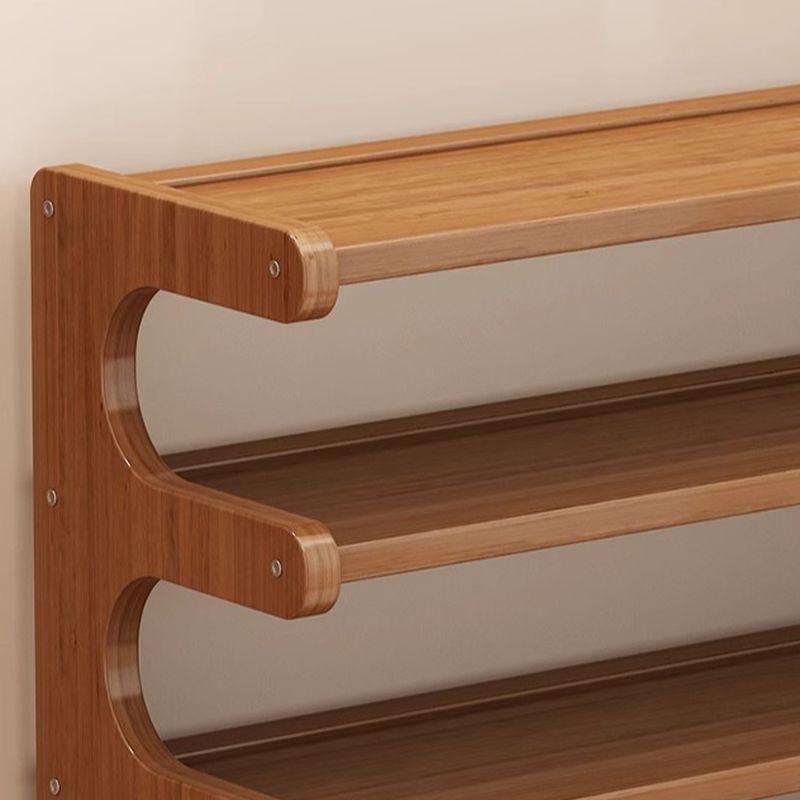 Art Deco Bambusa Rectangle Shoe Rack in Brown Finish with 5/4/3 Shelves for 11-30 Pairs in Drawing Room