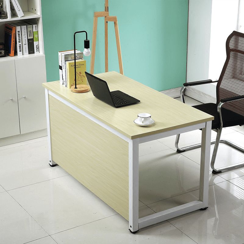 Trendy Rectangular Laminate Writing Table with Light Brown/Unfinished Color