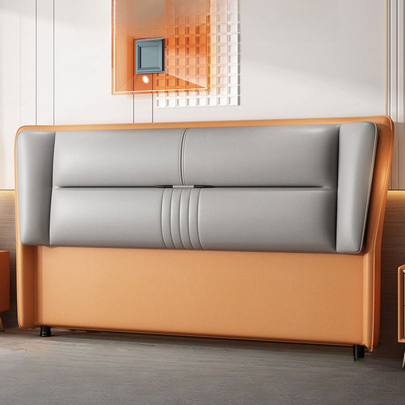 Trendy Panel Headboard in Natural Wood with No Distressing, Rectangle Shape for Twin XL/Full/Queen Bed, Featuring Sponge Upholstery and Standard Height