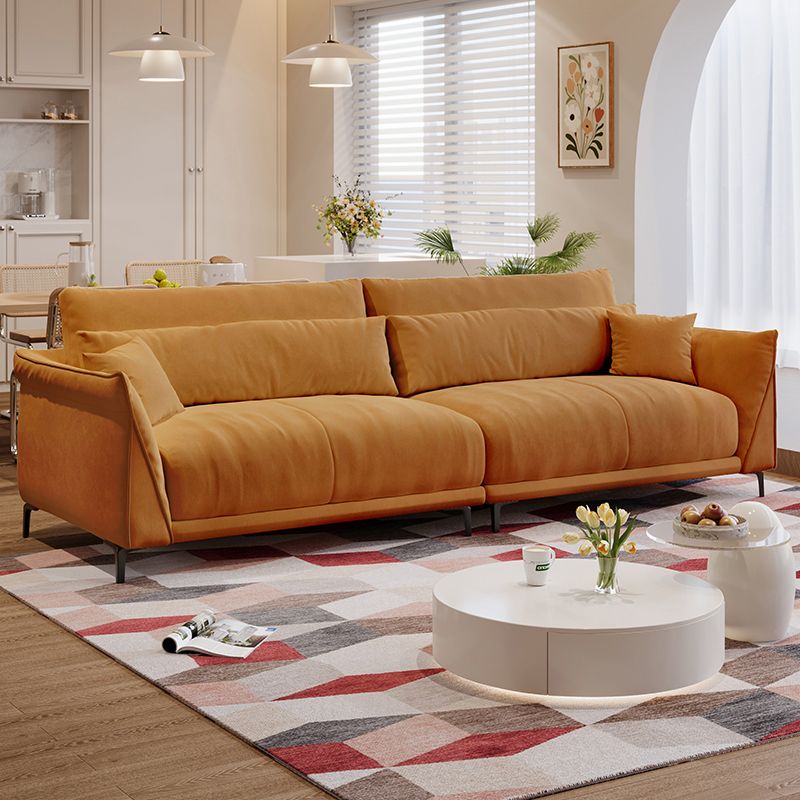 Drawing Room Standard Sofa in Pu Leather/Flannel with Blush/Mocha/Amber Color and Armrest