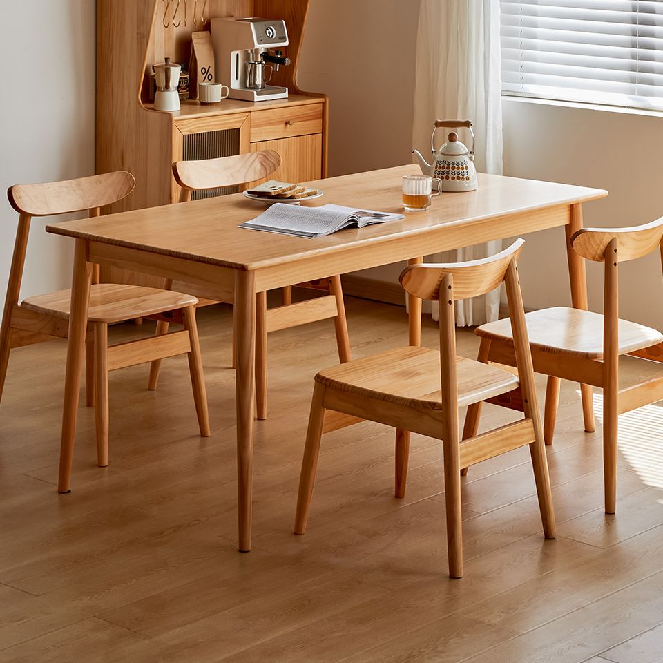Modish Solid Wood Dining Table in Sepia/Wood Grain with Fixed Legs for Seats 4/Seating for 6