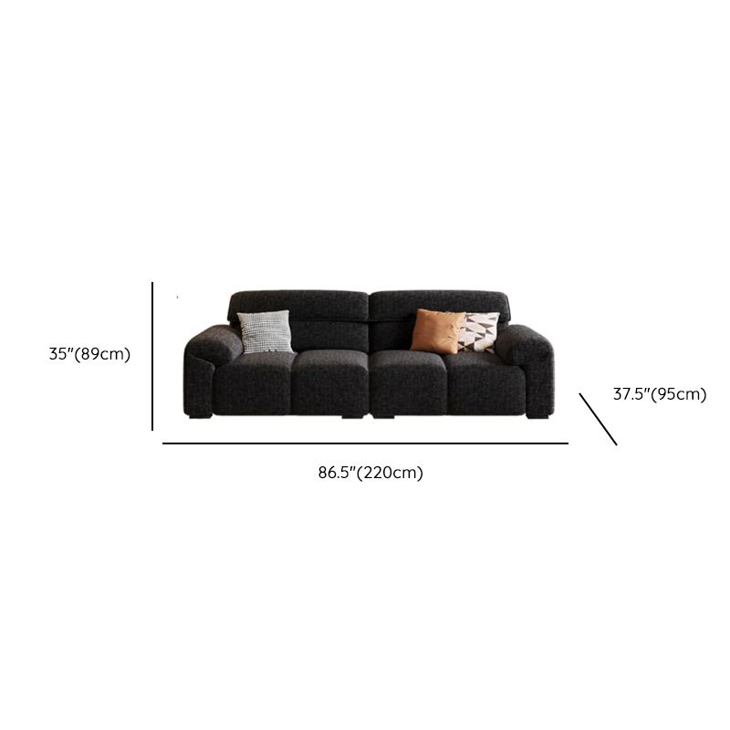 Modish Solid Color Water Resistant/Stain Resistant Standard Sofa/Single Sofa in Midnight Black, Seats 5/4/3 with 3/2/1 Pillows