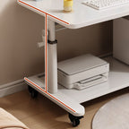 T-Shape Base Unattached Crack Resistant Manually Controlled Dove Grey/Chalk/Brown Office Computer Desk with 1 Exterior Shelf, Wheels / Casters and Lockable Brakes