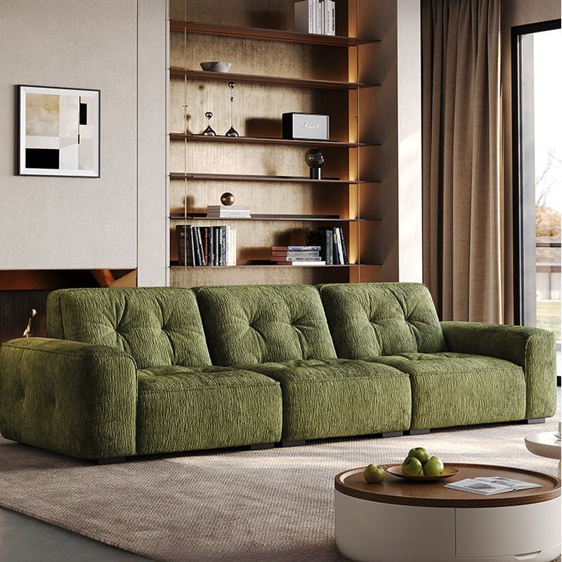 Modish Solid Color Stain Resistant Standard Sofa in Emerald Green, 3-Seater for 2