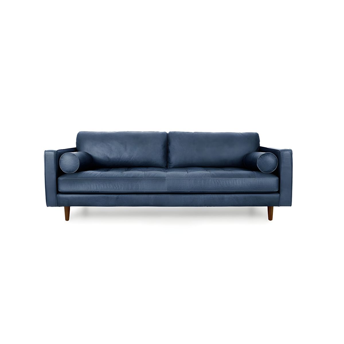 Craftsman Faux Leather Square Tufted Sofa for Living Room 65H
