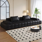 Contemporary Modern Solid Color Stain Resistant Standard Sofa in Ink with Arm, Seats 7/4-seater/6-seater, and 2 Pillows