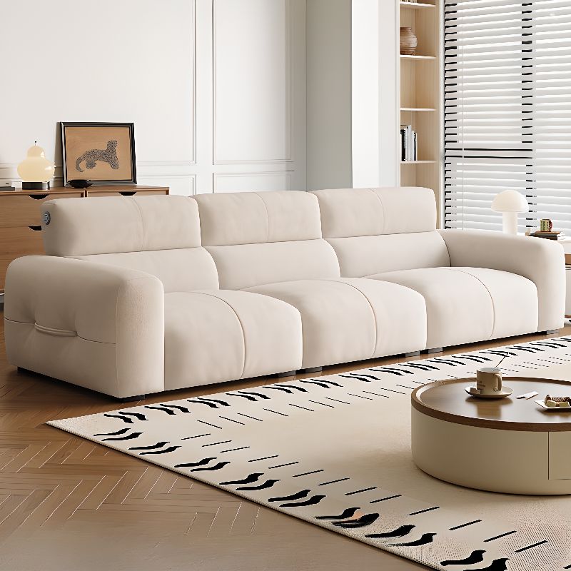 Modish Solid Color Stain Resistant Standard Sofa/Loveseat in Beige for 3-seater/2