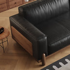 Modish Solid Color Stain Resistant Standard Sofa/Loveseat in Black for 4-seater/2