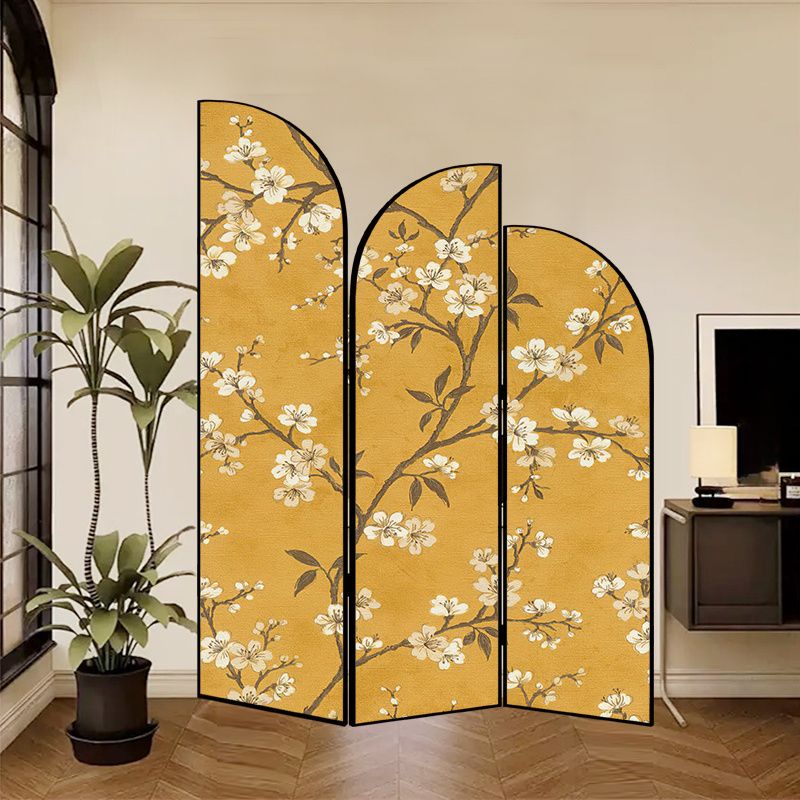 Indoor Opaque Folding Temporary Wall Panels with Natural Wood Frame, 3 Panels, Double Sided Print, Self-supporting