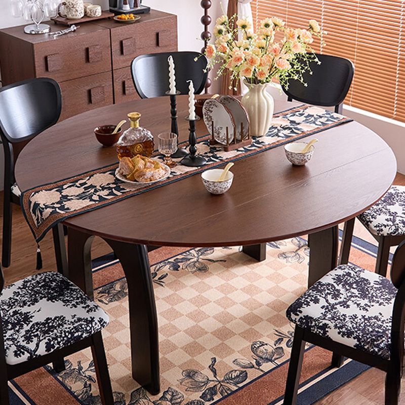 Black Solid Wood Kitchen & Dining Table with Dual-base, Fold-away Leaf, 8 People/6-person Seat, Scratch-proofed, Leaf Included