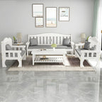 Gray Cotton and Linen Modern Sofa with Foam Seat and Pillow Included