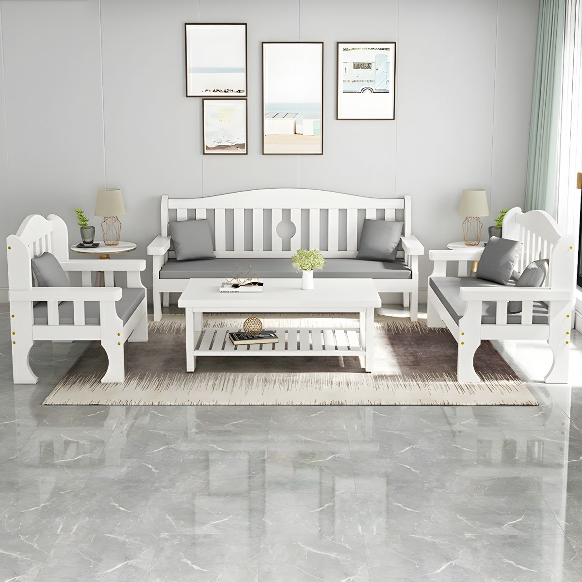 Gray Cotton and Linen Modern Sofa with Foam Seat and Pillow Included